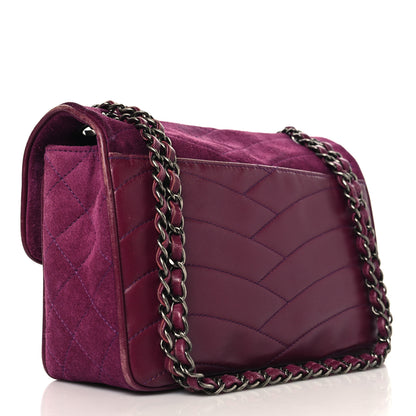 Chanel Suede Lambskin Scallop Quilted Medium Pagoda Flap Purple 3 of 12