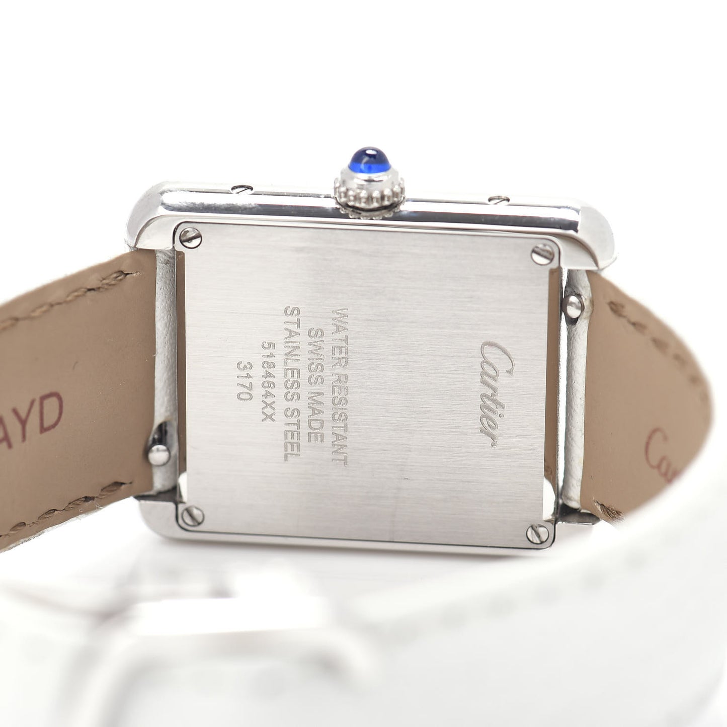 Stainless Steel Calfskin 24mm Tank Solo Quartz Watch White
