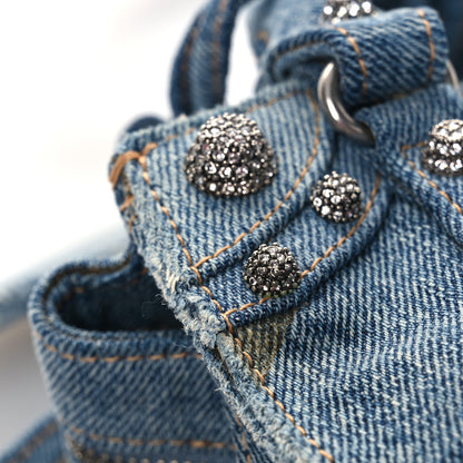 Balenciaga Washed Frayed Denim Crystal Neo Cagole Handbag XS Blue 13 of 15