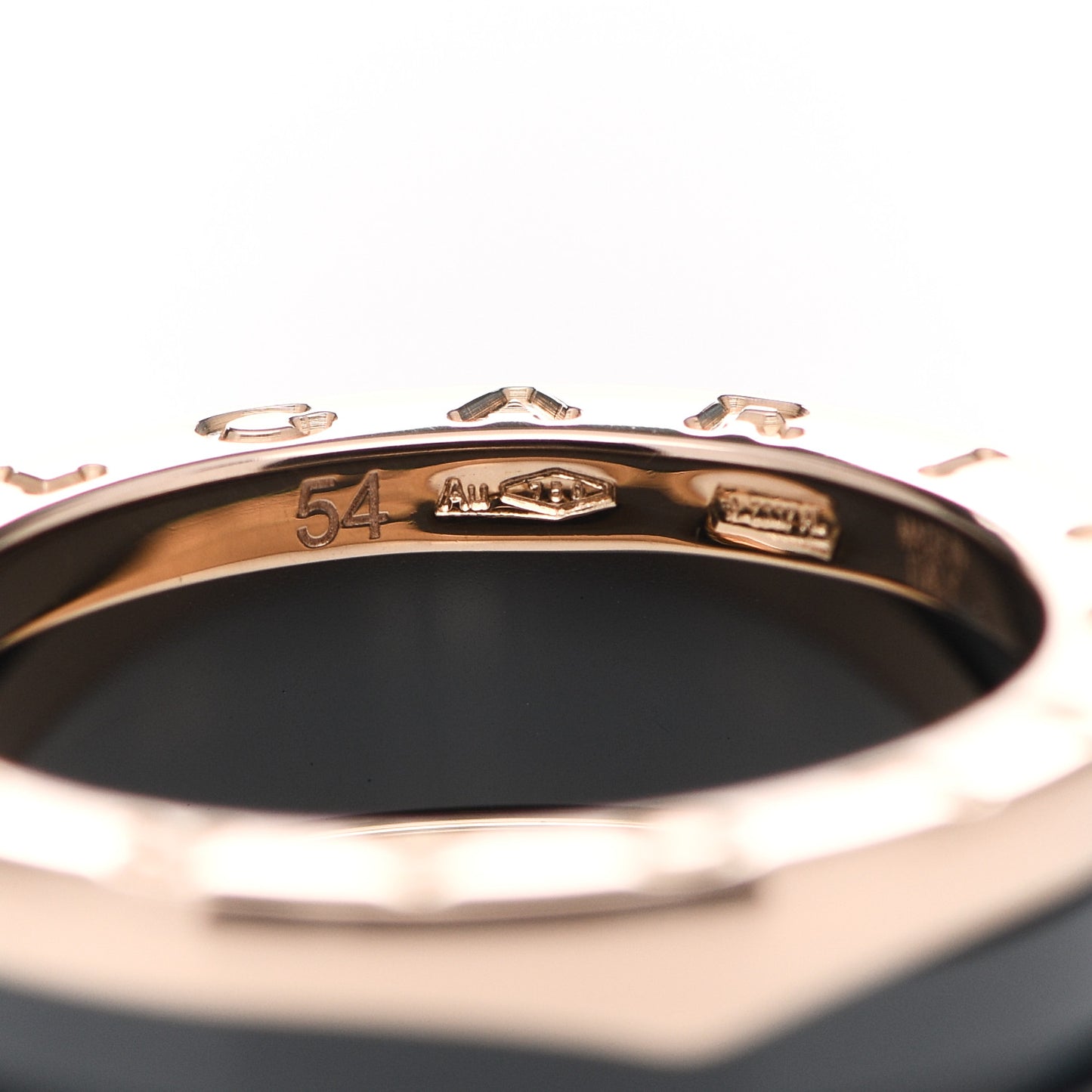 18K Rose Gold Black Ceramic B.Zero1 Two-Band Ring 54 7