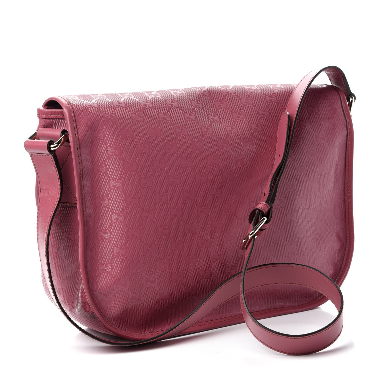 Gucci Imprime Monogram Medium Double Buckle Flap Messenger Bag Vintage Rose 3 of 10