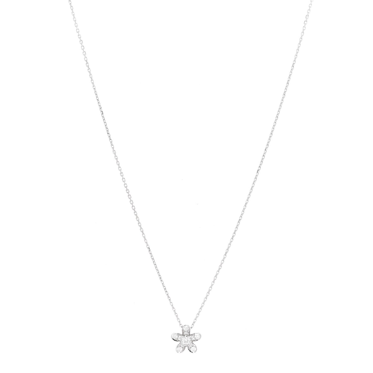 Van Cleef & Arpels 18K White Gold Diamond Socrate One Flower Pendant Necklace 1 of 5