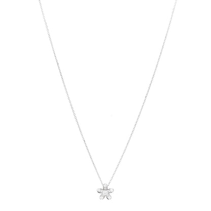 Van Cleef & Arpels 18K White Gold Diamond Socrate One Flower Pendant Necklace 1 of 5