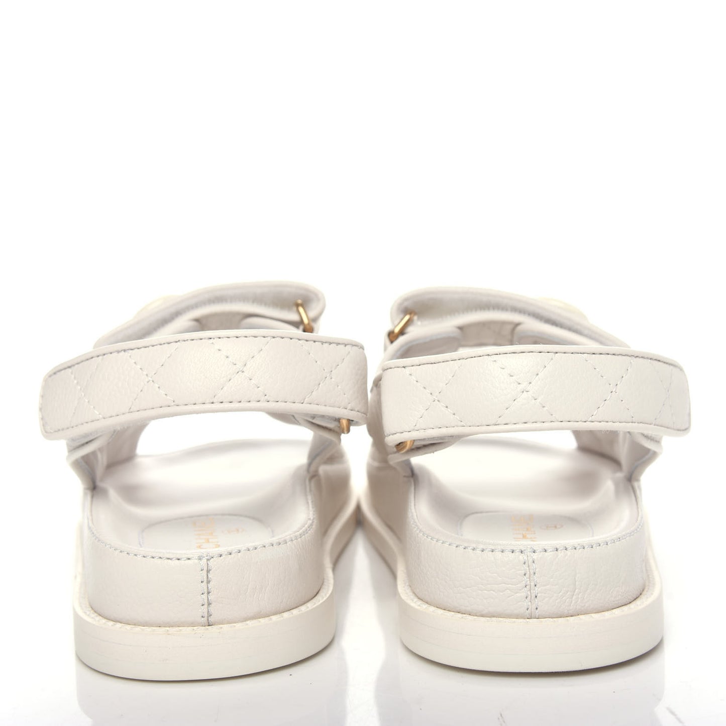 Grained Calfskin Velcro Dad Sandals 35.5 White