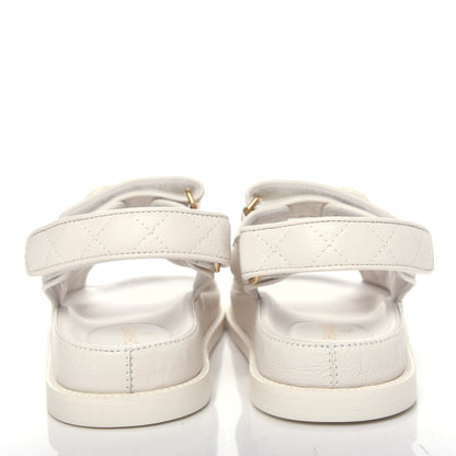 Chanel Grained Calfskin Velcro Dad Sandals 35.5 White 6 of 11