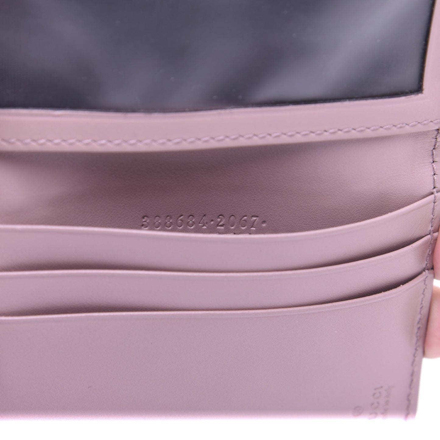 Guccissima Bow Train Pass Case Soft Pink