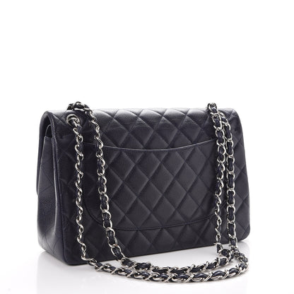 Chanel Caviar Quilted Jumbo Double Flap Navy Blue 4 of 9