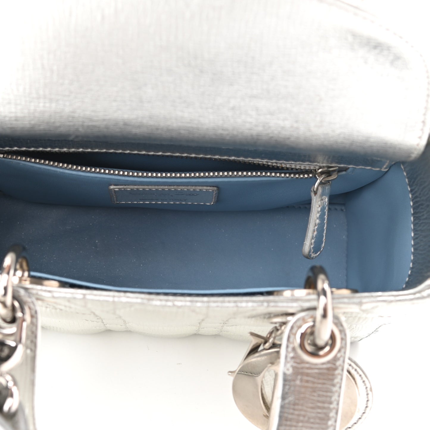 Metallic Grained Calfskin Cannage My ABCDior Lady Dior Silver