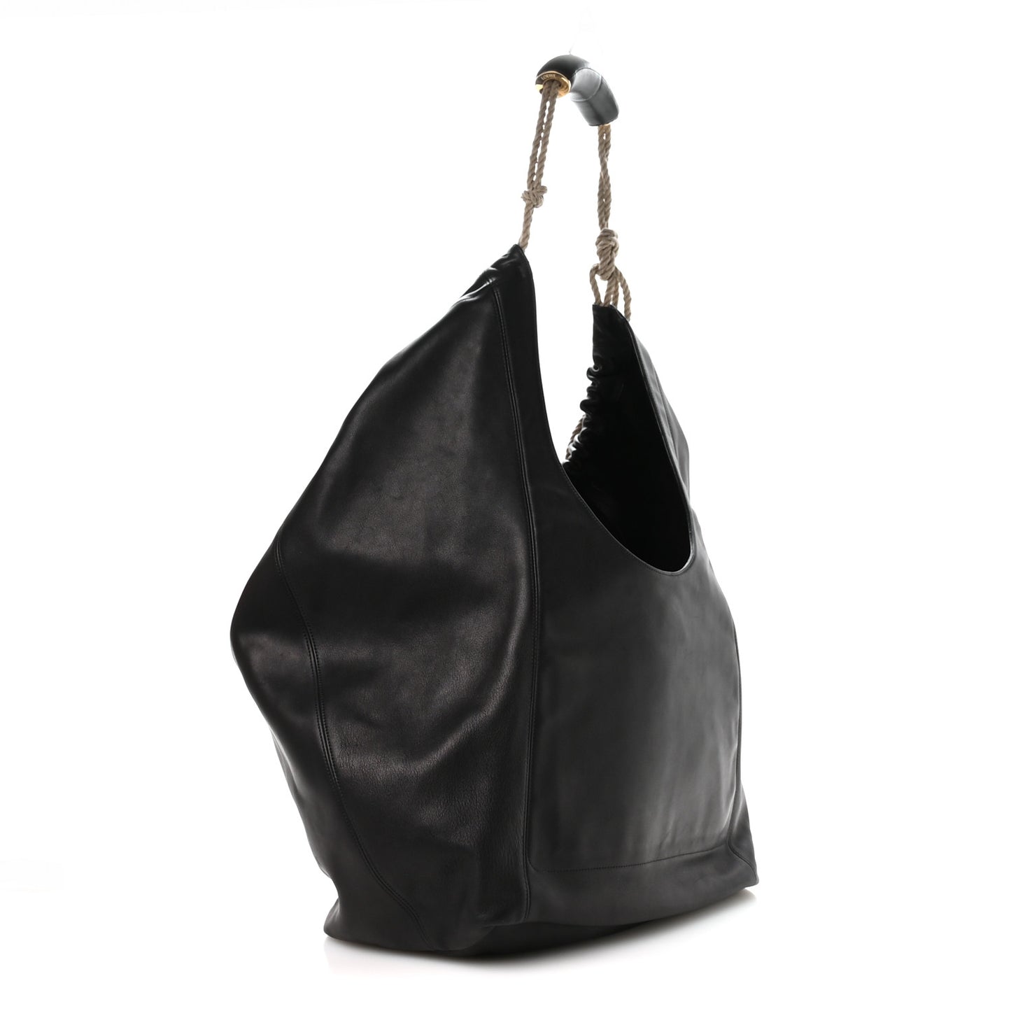 Calfskin XL Squeeze Cord Bag Black