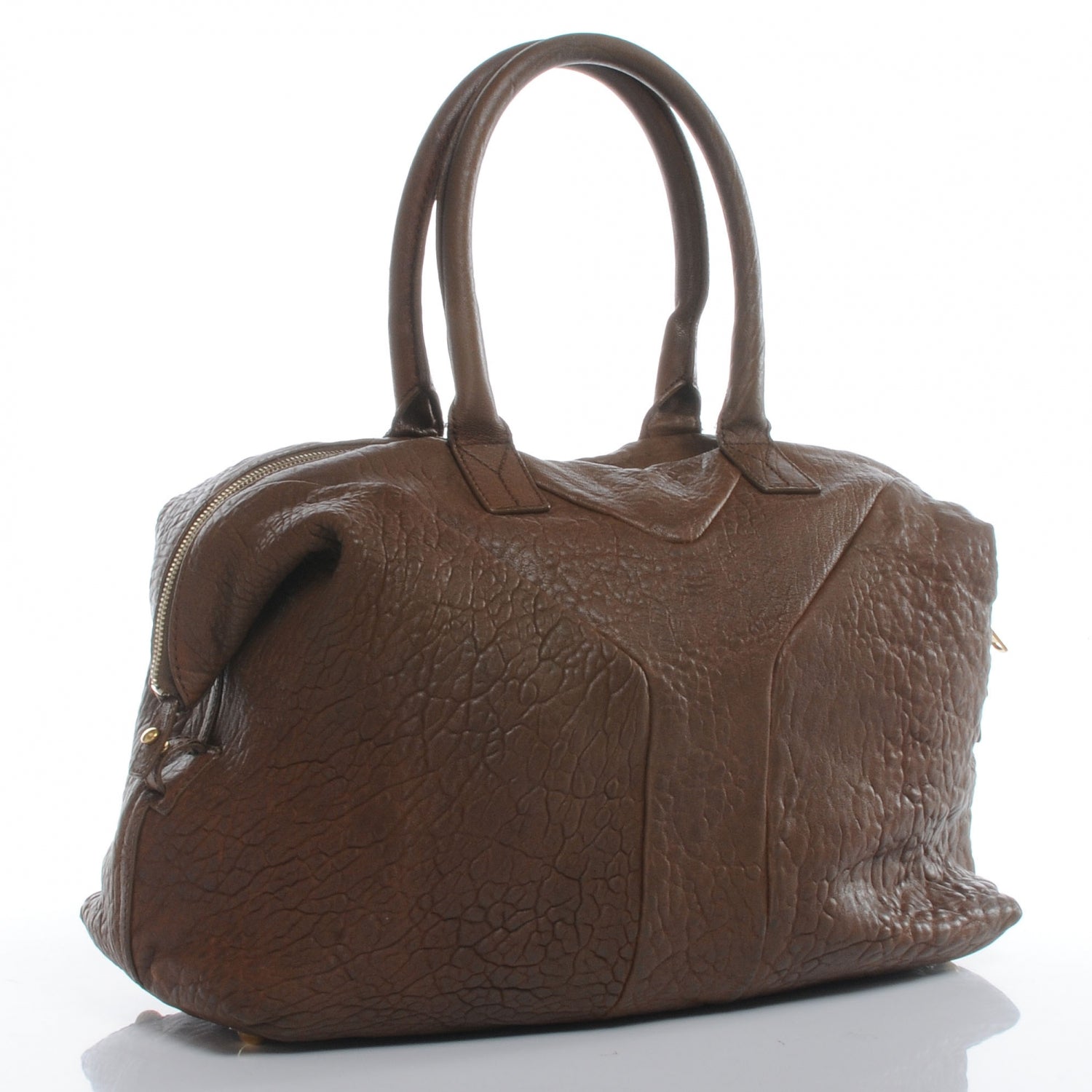 Saint Laurent Pebbled Lambskin Easy Sac Brown 3 of 7