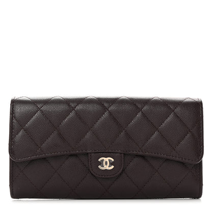 Chanel Caviar Quilted Large Gusset Flap Wallet Dark Brown 1 of 11