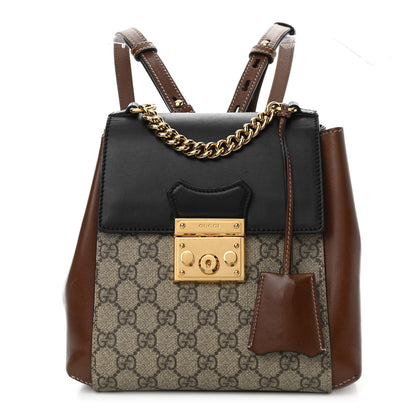 Gucci GG Supreme Monogram Calfskin Padlock Backpack Beige Cuir Black 1 of 11