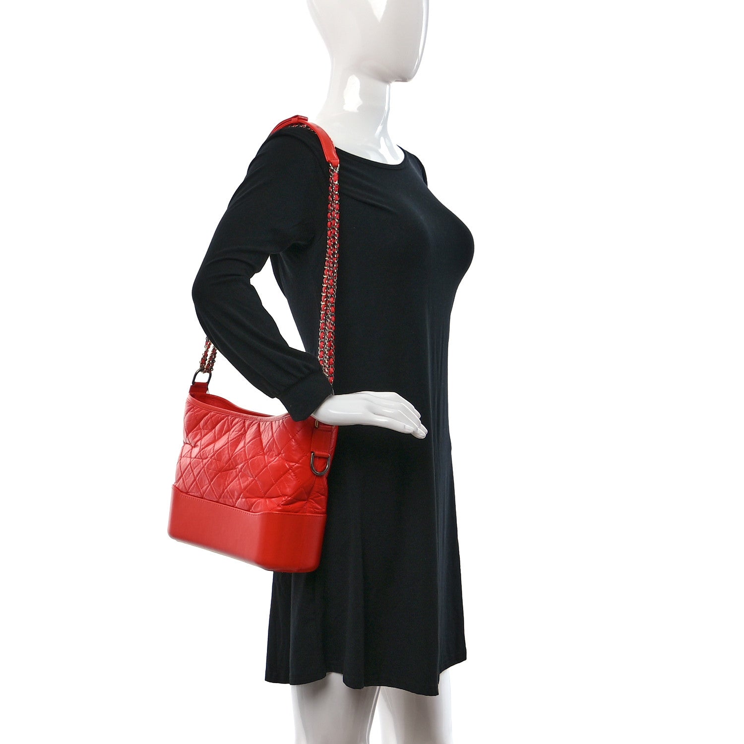 Chanel Aged Calfskin Quilted Medium Gabrielle Hobo Red 2 of 9