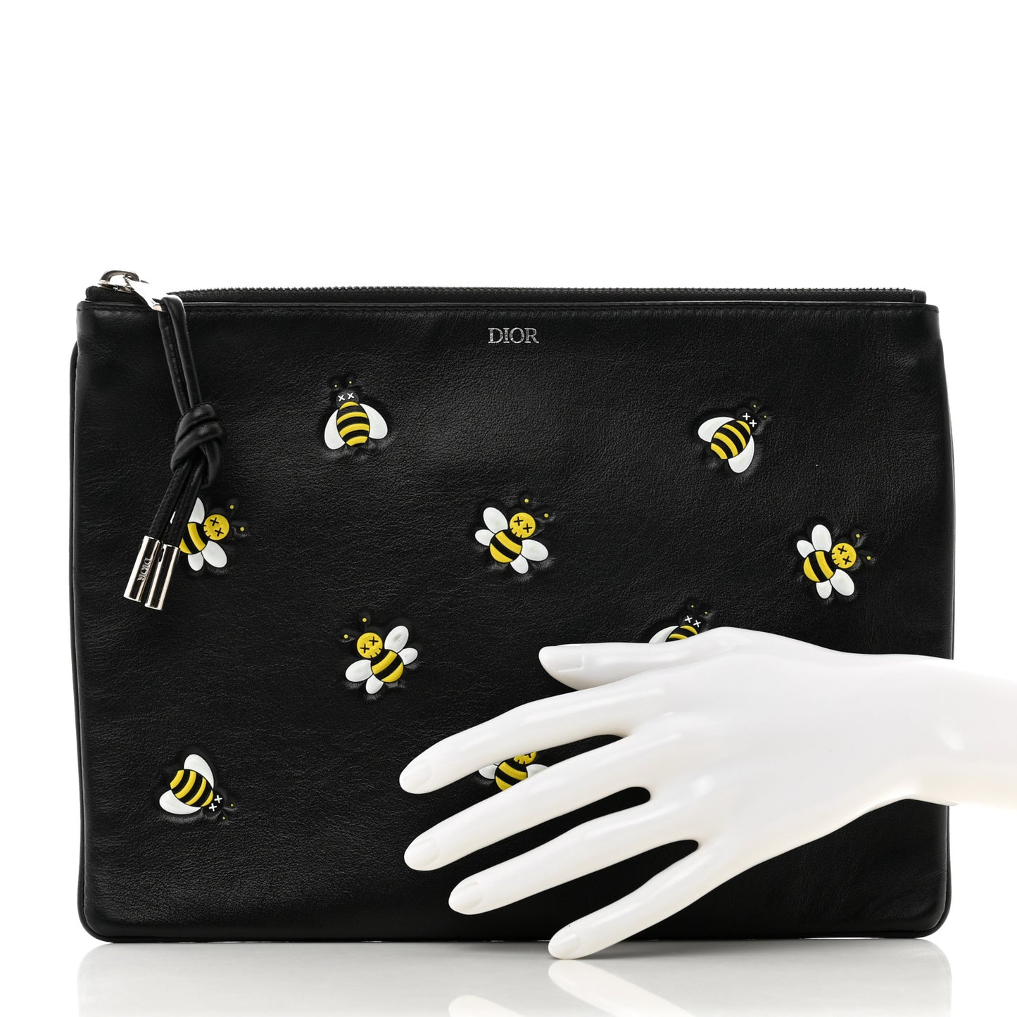 x KAWS Calfskin Bee Pouch Black Yellow