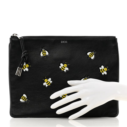 Christian Dior x KAWS Calfskin Bee Pouch Black Yellow 2 of 7