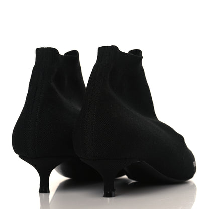Balenciaga Recycled Knit Logo Pointed Toe Knife 40mm Booties 37 Black White 4 of 8
