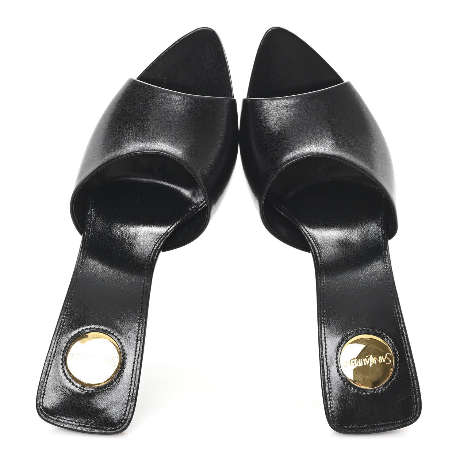 Saint Laurent Nappa Goldie Mule Sandal 37.5 Black 2 of 9