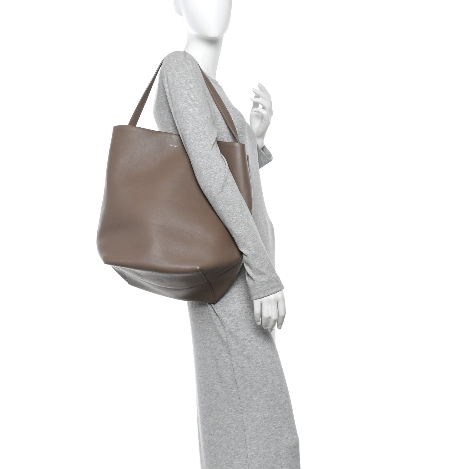 The Row Grained Calfskin Large N/S Park Tote Dark Taupe 2 of 10