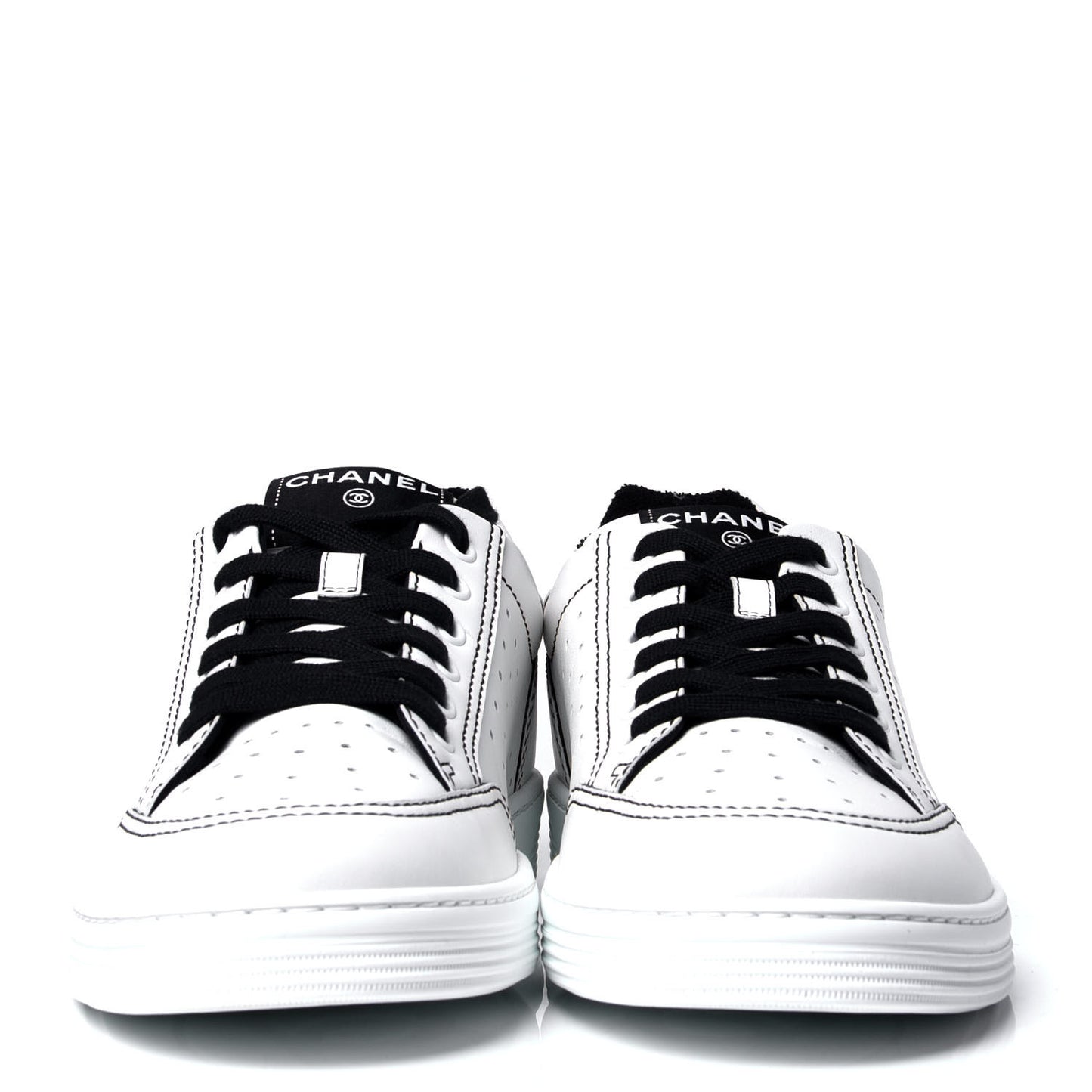 Calfskin Womens Logo Sneakers 40 White Black
