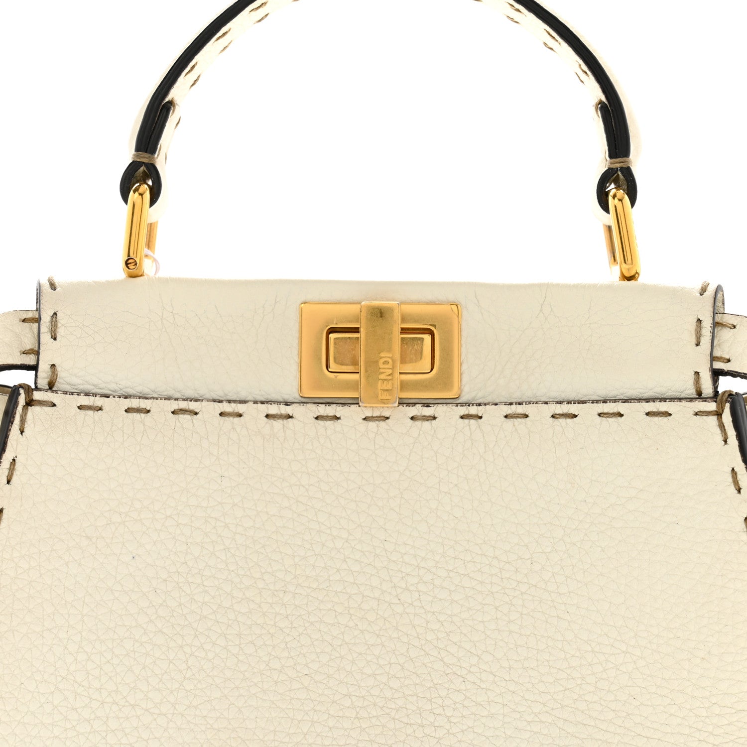 Fendi Cuoio Romano Selleria Mini Peekaboo Iconic Satchel White 8 of 13