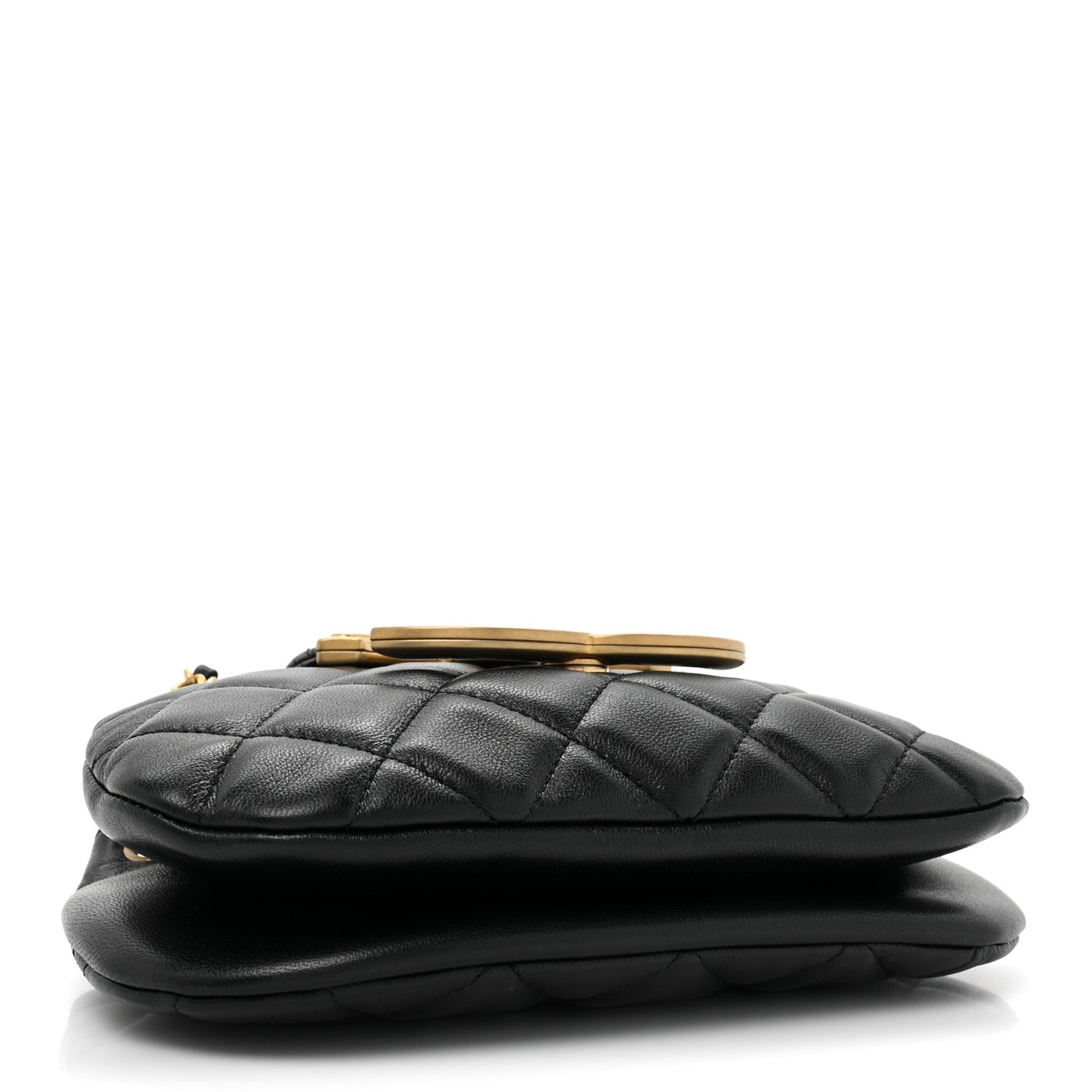 Lambskin Quilted Small Messenger Bag Black
