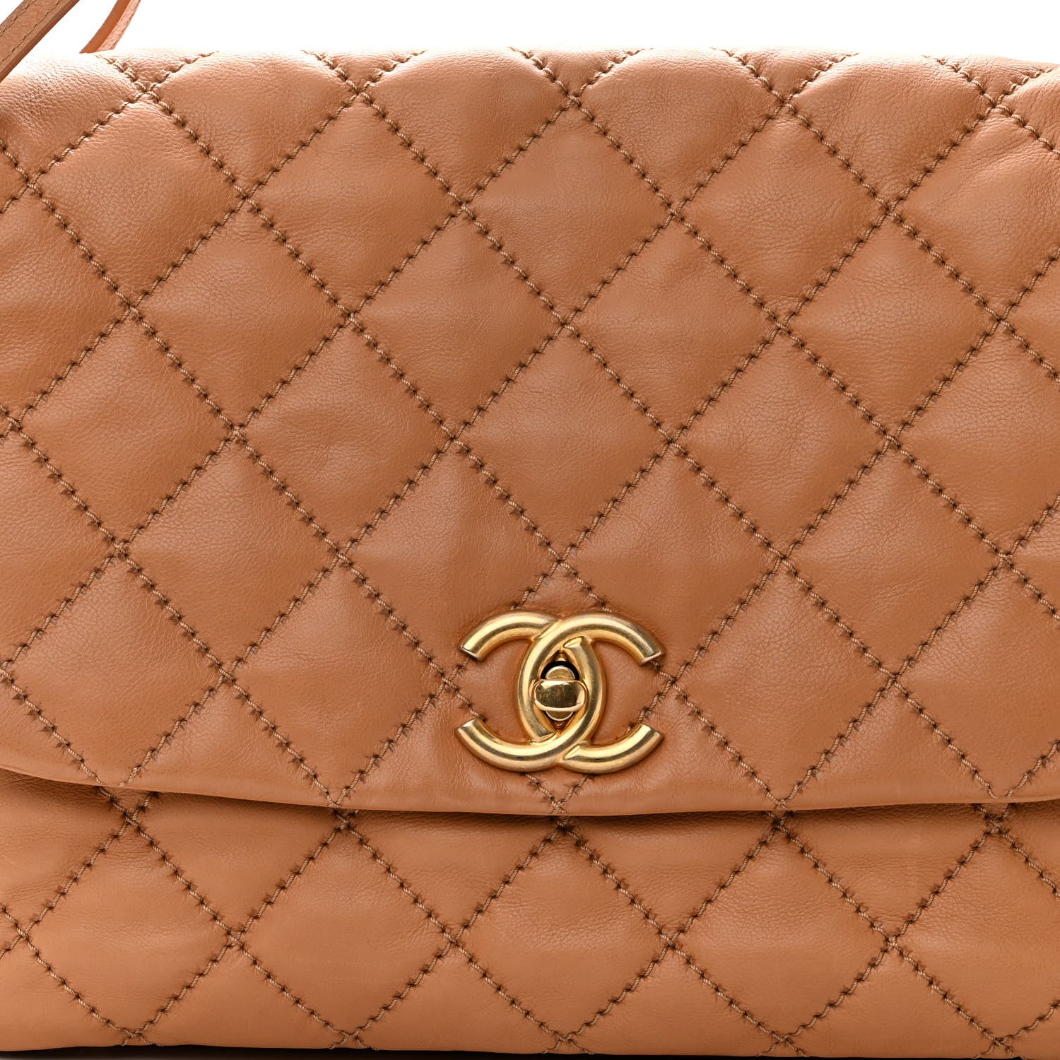 Chanel Calfskin Quilted Jumbo Retro Chain Accordion Flap Dark Beige 7 of 9