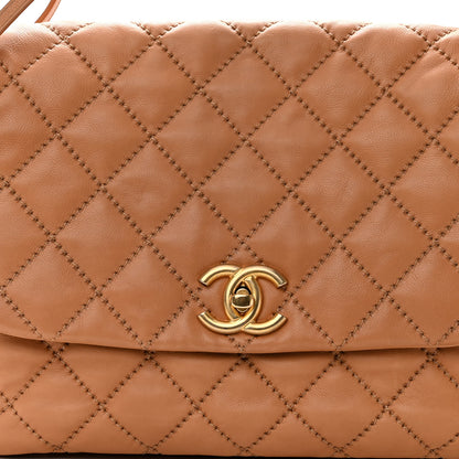 Chanel Calfskin Quilted Jumbo Retro Chain Accordion Flap Dark Beige 7 of 9