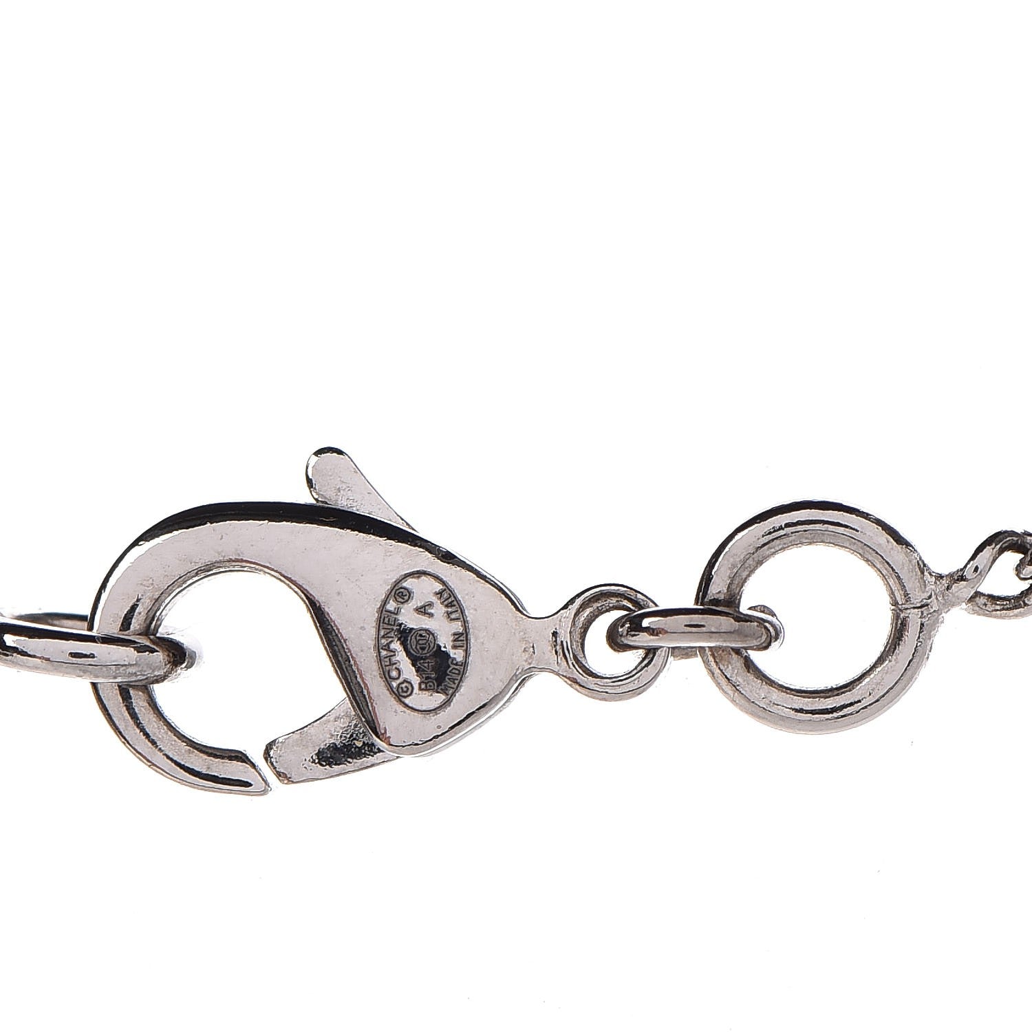Chanel Baguette Crystal Pearl CC Lariat Necklace Silver 5 of 6