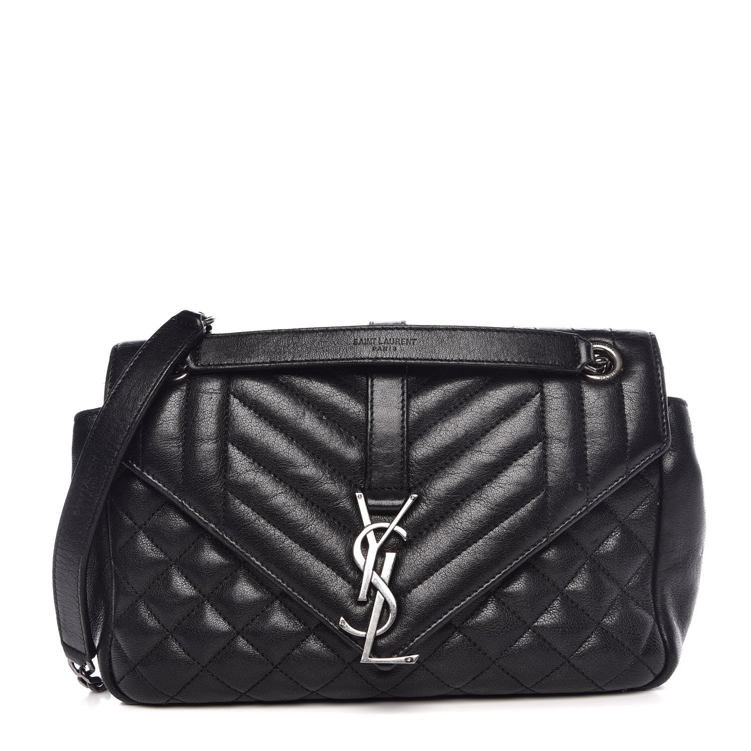 Saint Laurent Sheepskin Tri-Quilt Monogram Medium College Bag Black 1 of 9