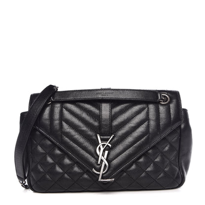 Saint Laurent Sheepskin Tri-Quilt Monogram Medium College Bag Black 1 of 9