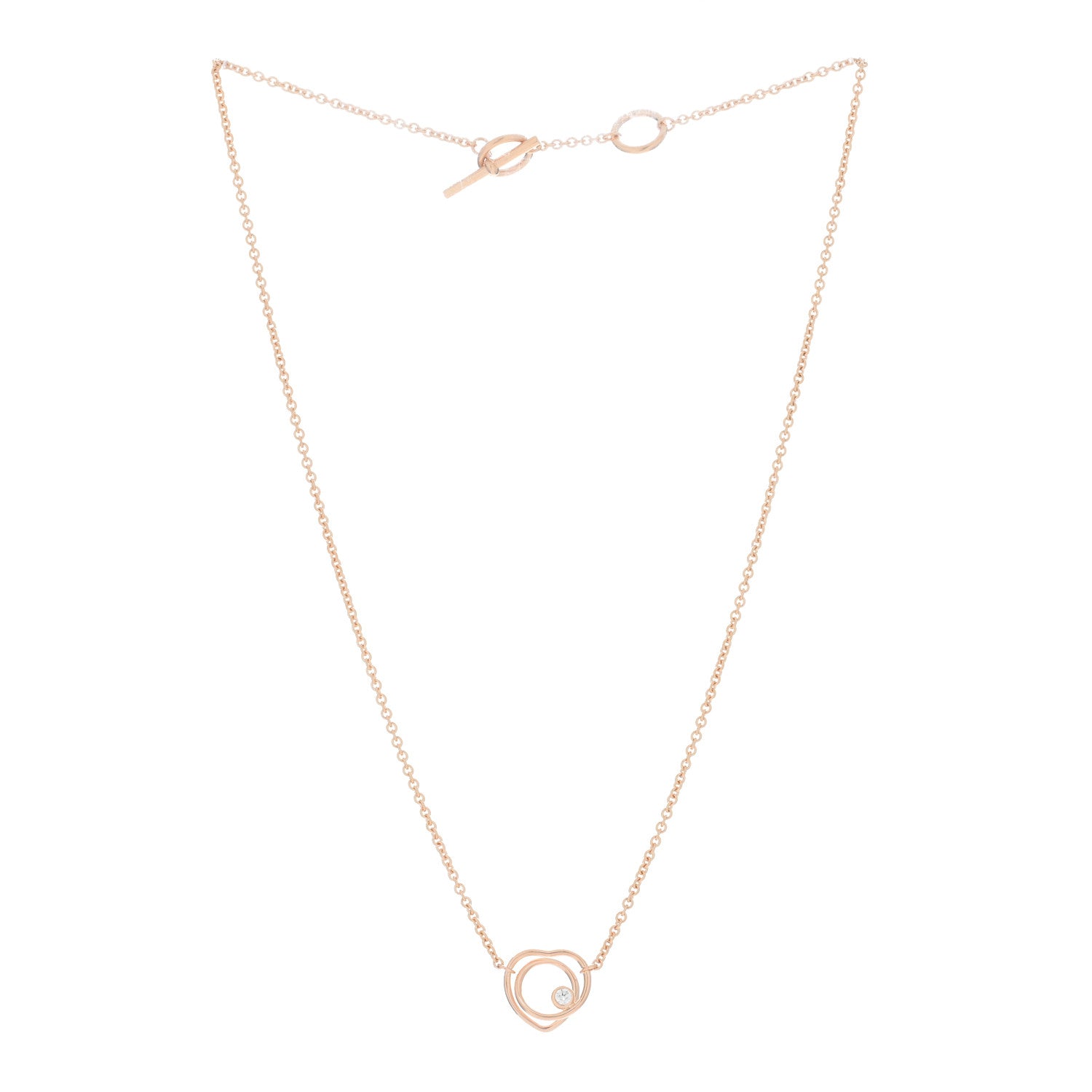 Hermes 18K Rose Gold Diamond TPM Vertige Coeur Necklace SH 2 of 5