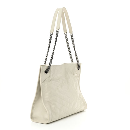 Saint Laurent Crinkled Calfskin Matelasse Monogram Large Niki Shopper Tote Cream Soft 3 of 11