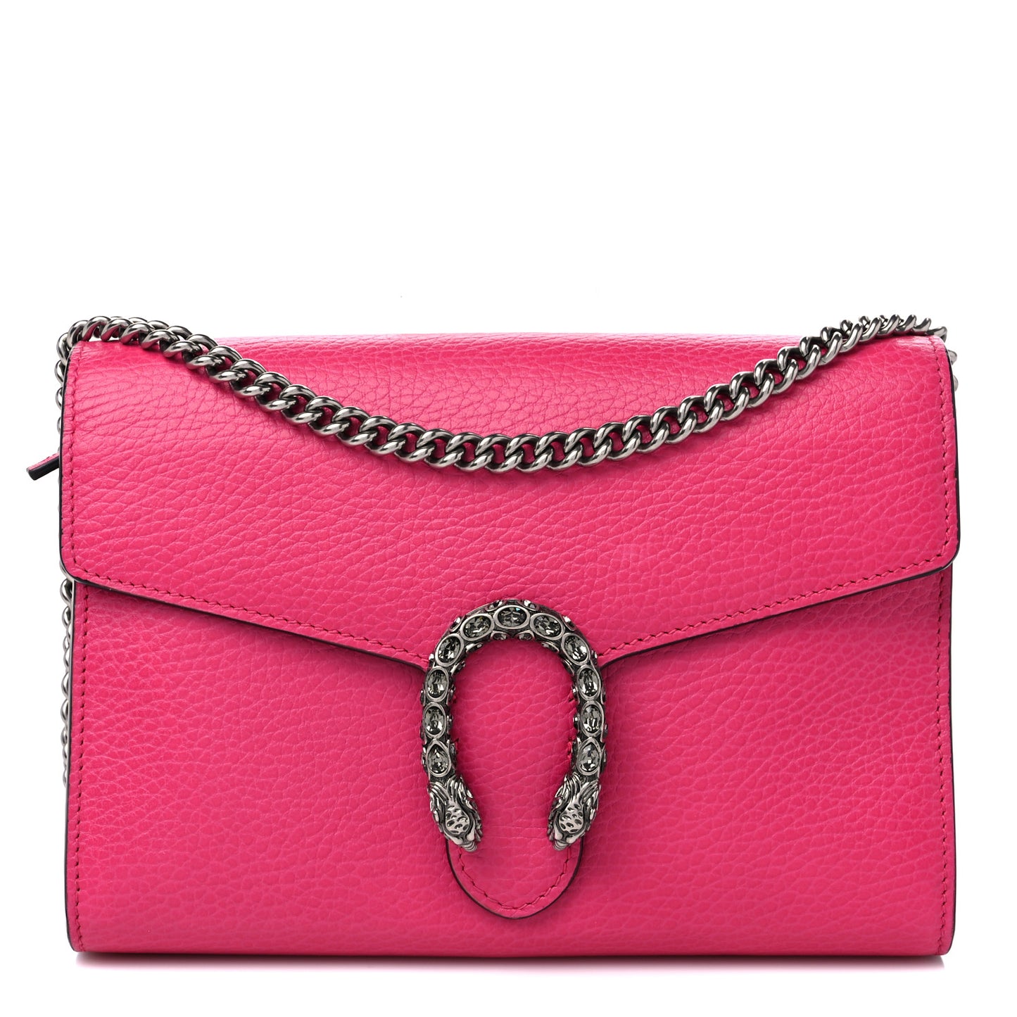 Dollar Calfskin Crystal Mini Dionysus Chain Wallet Box Pink