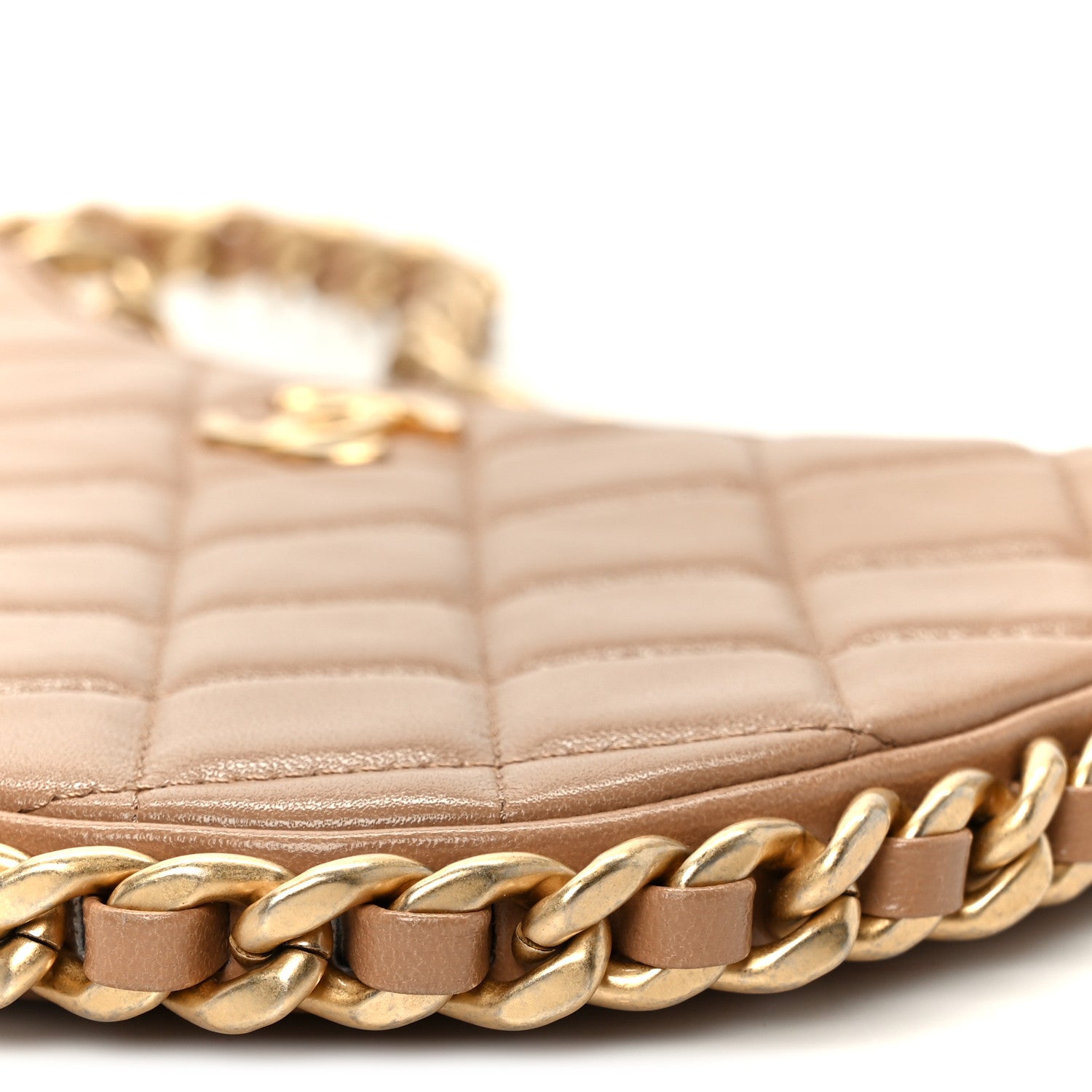 Chanel Shiny Crumpled Lambskin Quilted Trendy Chain Around Hobo Dark Beige 10 of 10