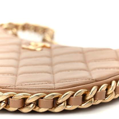 Chanel Shiny Crumpled Lambskin Quilted Trendy Chain Around Hobo Dark Beige 10 of 10