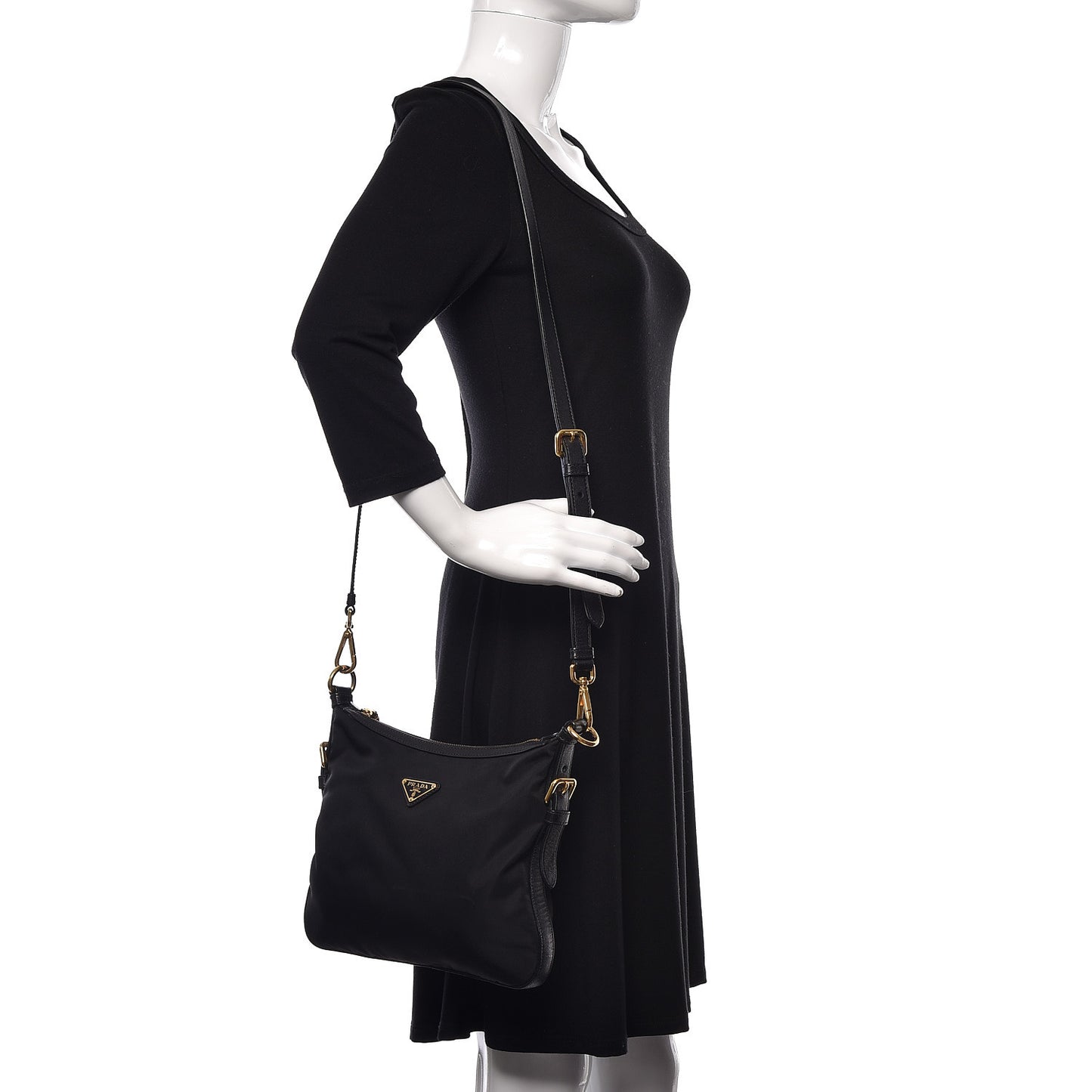 Tessuto Nylon Saffiano Flat Messenger Bag Black