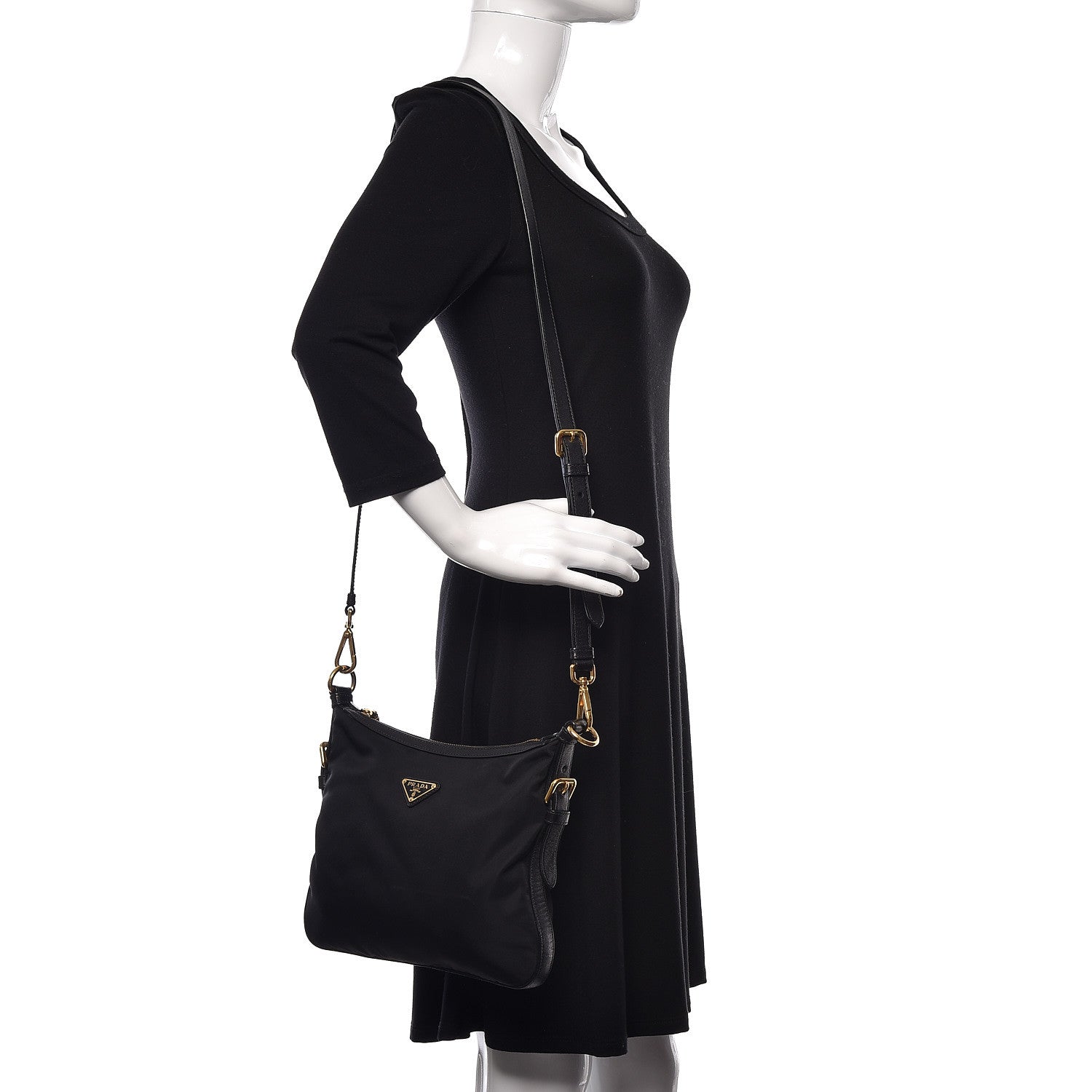 Prada Tessuto Nylon Saffiano Flat Messenger Bag Black 2 of 15