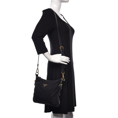 Prada Tessuto Nylon Saffiano Flat Messenger Bag Black 2 of 15
