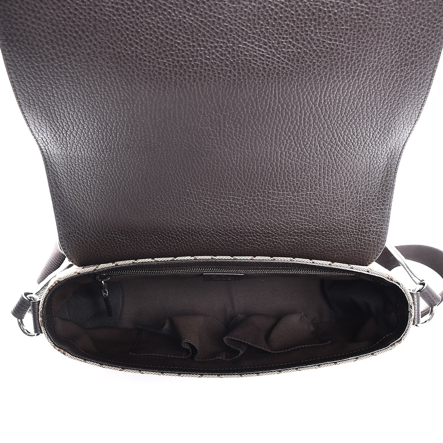 Monogram Flap Messenger Bag Beige Dark Brown