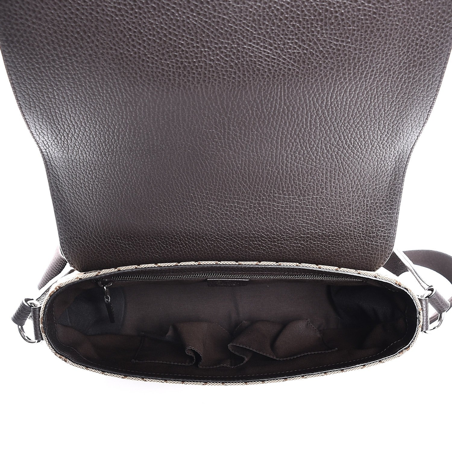 Gucci Monogram Flap Messenger Bag Beige Dark Brown 5 of 7