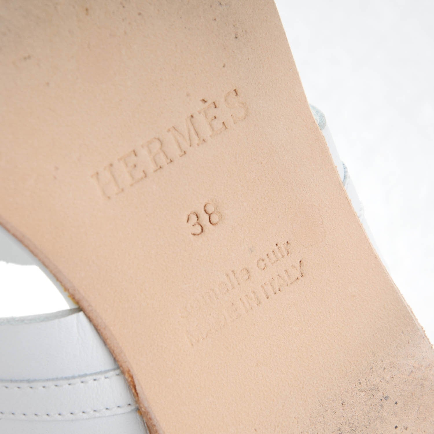 Hermes Lambskin Quasar Sandals 38 White 6 of 7