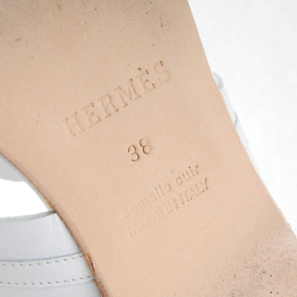 Hermes Lambskin Quasar Sandals 38 White 6 of 7