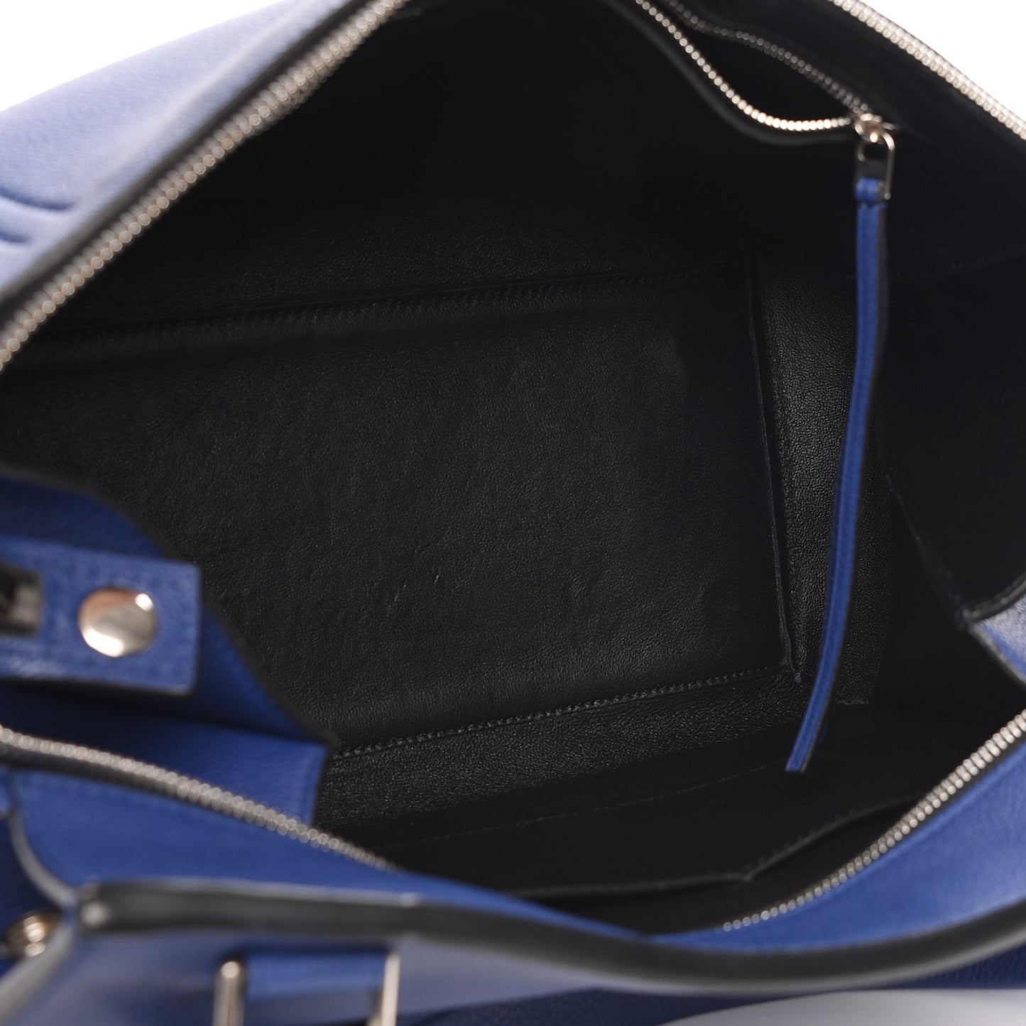 Drummed Calfskin Medium Edge Shoulder Bag Indigo