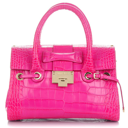 Jimmy Choo Calfskin Crocodile Embossed Medium Rosalie Satchel Fuchsia 1 of 8
