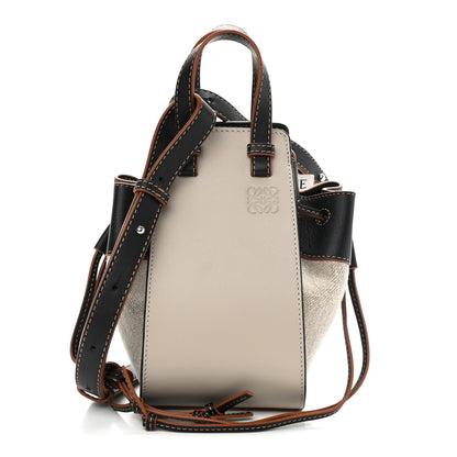 Loewe Calfskin Linen Mini Hammock Shoulder Bag Light Oat Black 1 of 10