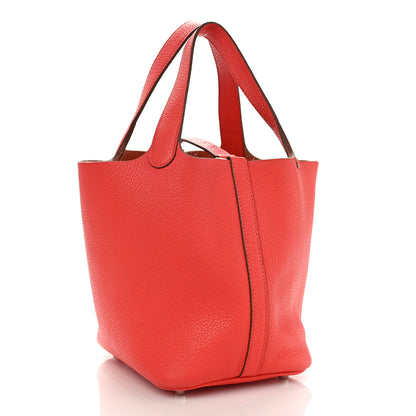 Hermes Taurillon Clemence Picotin Lock 18 PM Rouge Pivoine 3 of 8