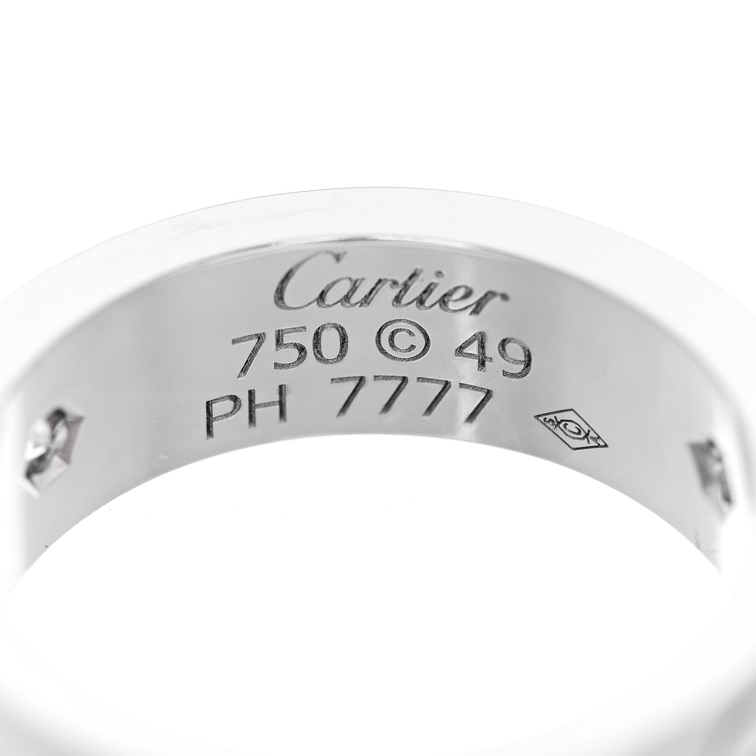Cartier 18K White Gold 3 Diamond 5.5mm LOVE Ring 49 5 4 of 4