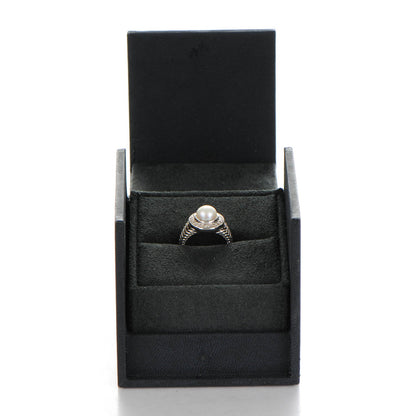 David Yurman Sterling Silver Diamond Pearl 8mm Petite Cerise Ring 51 5.75 7 of 7