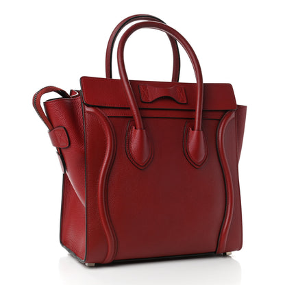 Celine Drummed Calfskin Micro Luggage Merlot 2 of 4