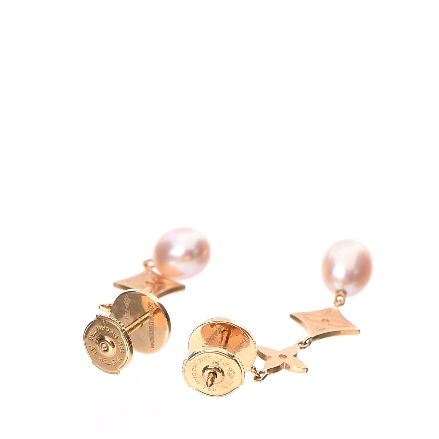 18K Yellow Gold Pearl Idylle Blossom Monogram Drop Earrings
